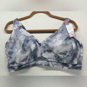 Cacique Bra Comfort Bliss Lightly Lined No-Wire Bra 44DD Purple Fray Water Color